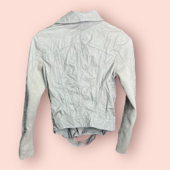 Nordstrom Trouve Leather Moto Biker Jacket Light Gray Sz XS - Picture 3 of 5